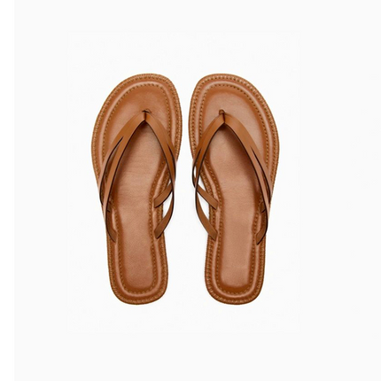 Collection image for: Tong cuir marron femme