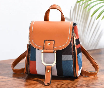 sac-a-dos-compact-urbain-a-motifs-geometriques-et-rabat-camel