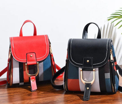 sac-a-dos-compact-urbain-a-motifs-geometriques-et-rabat-camel
