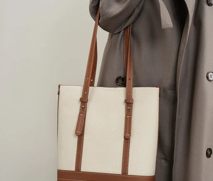 sac-cabas-structure-beige-cuir-marron-poignees-reglables