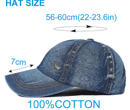 Vintage Washed Cotton Baseball Cap Men Women Denim Dad Hat Adjustable Trucker Style Low Profile