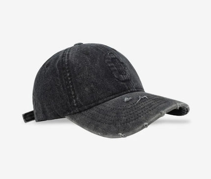Heavy Industry Washed Denim Baseball Cap Ripped Design C Letter Cap for Men And Women High-Quality Korean Style Trendy Brand