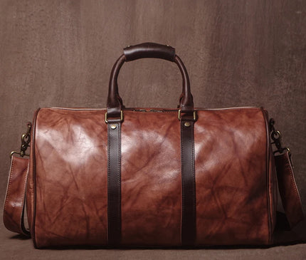 GURO High Quality Genuine Leather Travel Bag Men's Weekend Gym Handbag Luxury Cowhide Luggage Bag Vintage Shoulder Crossbody Bag