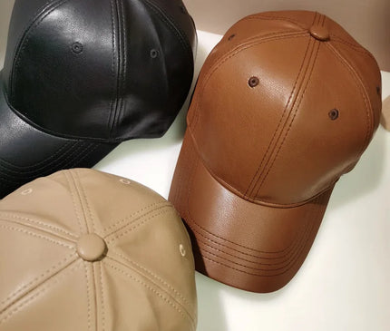 PU baseball cap Washed Plain Baseball Cap Retro Adjustable Dad Hats Gift for Men/Women