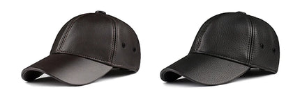 Men's Genuine Leather Baseball Hat Male Winter Real Sheepskin Casual Wear Baseball Caps Plate Baseball Cap Adjustable
