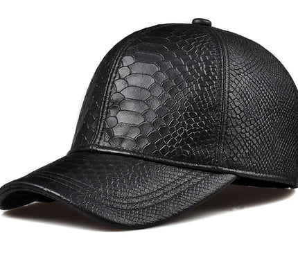 2024 Men Genuine Leather Baseball Caps Adjustable Cowhide Men Youth Duck Tongue Dad Hats 55-60cm Geometric printing