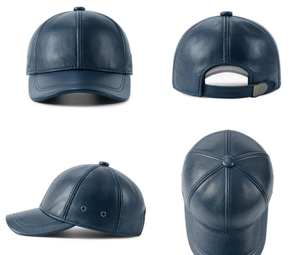 FEINION Men's Adjustable Baseball Cap Winter Driving Hunting Fishing Hat Genuine Leather Ivy Fashion Beret Flat Cap.