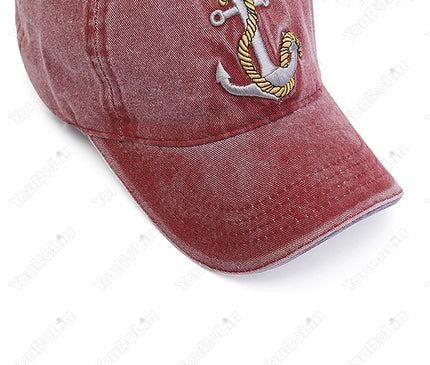 Korean Style Trendy Embroidered Anchor Denim Baseball Cap, Outdoor Travel Sun Hat