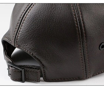Men's Genuine Leather Baseball Hat Male Winter Real Sheepskin Casual Wear Baseball Caps Plate Baseball Cap Adjustable