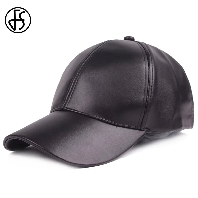 FS Luxury Brand Baseball Caps For Men Women Vintage PU Leather Hat Black Red Trucker Hats Snapback Hip Hop Cap Bone Masculino