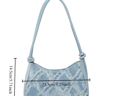 Personality Contrast Underarm Bag New Fashion Ladies Bag Denim Rhombus Mao Mao Shoulder Bag Crossbody Bags for Women