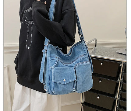 New Fashion Casual Women's Shoulder Bag High Quality Crossbody Bag Denim Fabric Tote Bag Large Capacity Women's Handbags