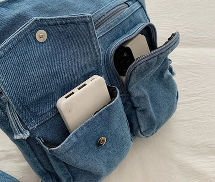 New Fashion Casual Women's Shoulder Bag High Quality Crossbody Bag Denim Fabric Tote Bag Large Capacity Women's Handbags