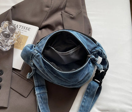 New Denim Shoulder Chest Bag for Women Sporty Casual Style Simple Fashionable Waist Bags Mobile Phone Crossbody Bag for Men