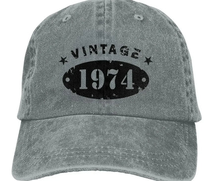 50 Years Old Retro 1974 People Baseball Caps Merchandise Classic Distressed Denim Washed 50th Birthday Gift Travel Hat