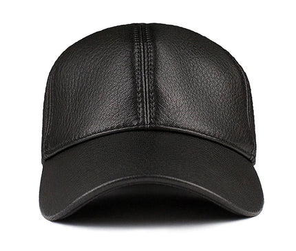 Men's Genuine Leather Baseball Hat Male Winter Real Sheepskin Casual Wear Baseball Caps Plate Baseball Cap Adjustable