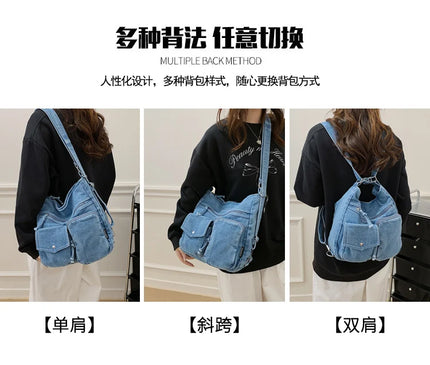 New Fashion Casual Women's Shoulder Bag High Quality Crossbody Bag Denim Fabric Tote Bag Large Capacity Women's Handbags