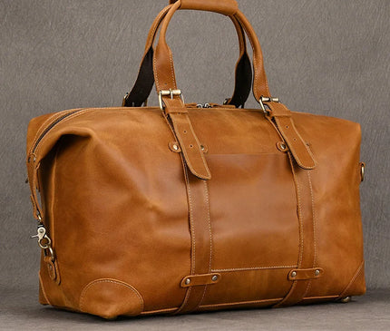 Business Travel Bag Handbag Genuine Leather Male Duffle Bags Airplane Extra Large Luggage Bag On Flights Custom Men Gift Bag