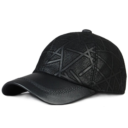 2024 Men Genuine Leather Baseball Caps Adjustable Cowhide Men Youth Duck Tongue Dad Hats 55-60cm Geometric printing