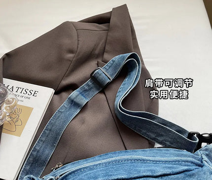 New Denim Shoulder Chest Bag for Women Sporty Casual Style Simple Fashionable Waist Bags Mobile Phone Crossbody Bag for Men