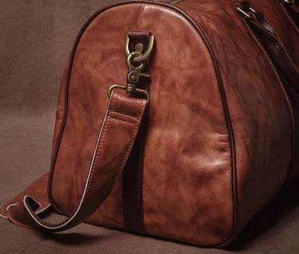 GURO High Quality Genuine Leather Travel Bag Men's Weekend Gym Handbag Luxury Cowhide Luggage Bag Vintage Shoulder Crossbody Bag