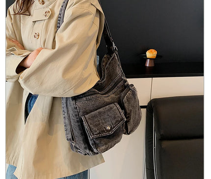 New Fashion Casual Women's Shoulder Bag High Quality Crossbody Bag Denim Fabric Tote Bag Large Capacity Women's Handbags