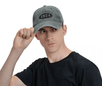 50 Years Old Retro 1974 People Baseball Caps Merchandise Classic Distressed Denim Washed 50th Birthday Gift Travel Hat