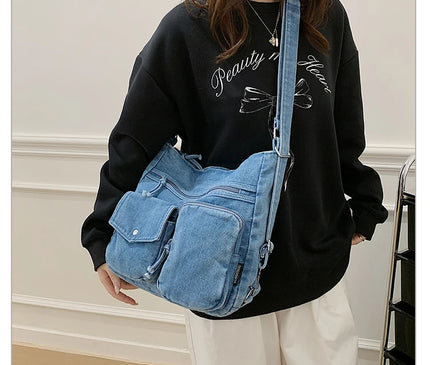 New Fashion Casual Women's Shoulder Bag High Quality Crossbody Bag Denim Fabric Tote Bag Large Capacity Women's Handbags