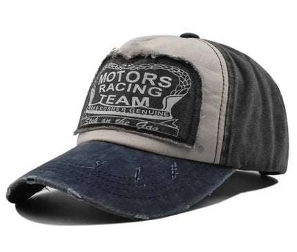 MOTOS Fashion Patchwork Color Washed Denim Baseball Cap Coated Snapback Hip Hop Hat for Outdoor Sun Protection