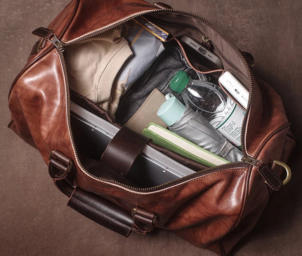 GURO High Quality Genuine Leather Travel Bag Men's Weekend Gym Handbag Luxury Cowhide Luggage Bag Vintage Shoulder Crossbody Bag