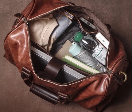 GURO High Quality Genuine Leather Travel Bag Men's Weekend Gym Handbag Luxury Cowhide Luggage Bag Vintage Shoulder Crossbody Bag