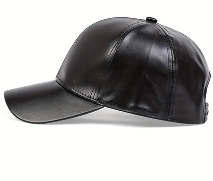 Fashion Men PU Solid Leather Baseball Cap Autumn Winter warm leather Cap Hip Hop Snapback Hat Outdoor Sports Casual Caps Dad Hat