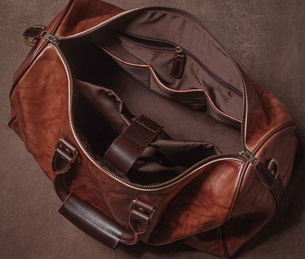 GURO High Quality Genuine Leather Travel Bag Men's Weekend Gym Handbag Luxury Cowhide Luggage Bag Vintage Shoulder Crossbody Bag