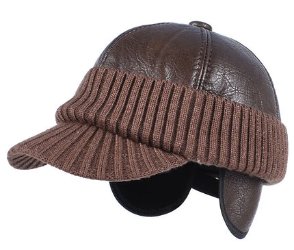 Winter Cap Man Russian Earflap Hat Autumn 2025 Ushanka Outdoor Warm Thick Fleece Lined Dad Hat Knitted Leather Baseball Caps