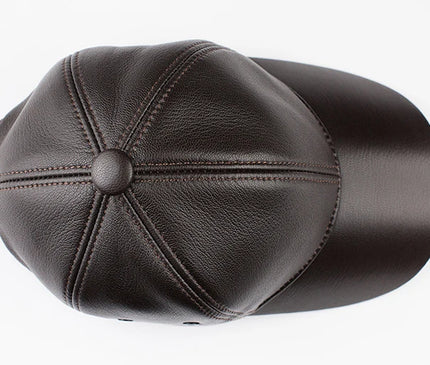 Men's Genuine Leather Baseball Hat Male Winter Real Sheepskin Casual Wear Baseball Caps Plate Baseball Cap Adjustable