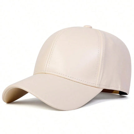 PU leather baseball cap, spring and autumn styles, men's and women's sun shading duckbill cap, solid color, simple daily leisure