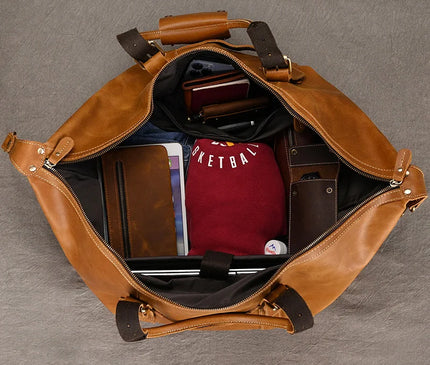 Business Travel Bag Handbag Genuine Leather Male Duffle Bags Airplane Extra Large Luggage Bag On Flights Custom Men Gift Bag