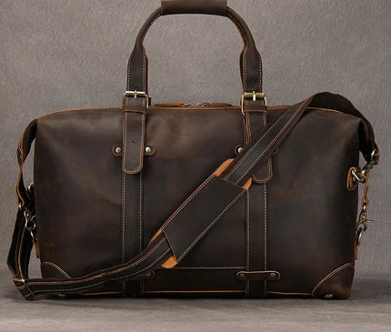 Business Travel Bag Handbag Genuine Leather Male Duffle Bags Airplane Extra Large Luggage Bag On Flights Custom Men Gift Bag