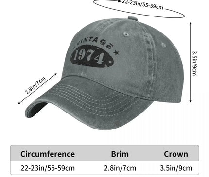 50 Years Old Retro 1974 People Baseball Caps Merchandise Classic Distressed Denim Washed 50th Birthday Gift Travel Hat