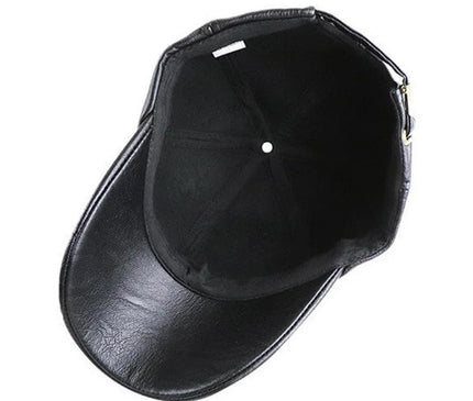 PU Leather Thicken Warm Vintage Baseball cap for Men Autumn Winter