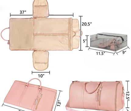 Vintage Leather Duffel Bag Travel Luggage Bag with Shoe Compartment Portable Duffle Bag Waterproof Travel Tote for Men/Women