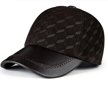 Suede Leather Cap For Men Winter Hat Male Cashmere Sheepskin Bound Korean Baseball Caps Casual Golf Running Printed Gorras