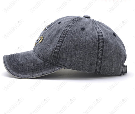 Korean Style Trendy Embroidered Anchor Denim Baseball Cap, Outdoor Travel Sun Hat