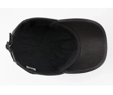 Men's Genuine Leather Baseball Hat Male Winter Real Sheepskin Casual Wear Baseball Caps Plate Baseball Cap Adjustable