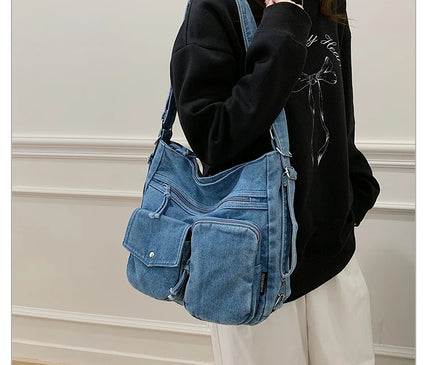 New Fashion Casual Women's Shoulder Bag High Quality Crossbody Bag Denim Fabric Tote Bag Large Capacity Women's Handbags