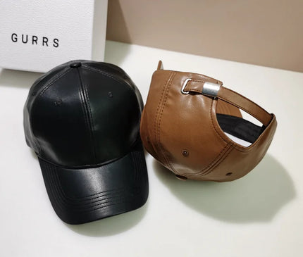 PU baseball cap Washed Plain Baseball Cap Retro Adjustable Dad Hats Gift for Men/Women