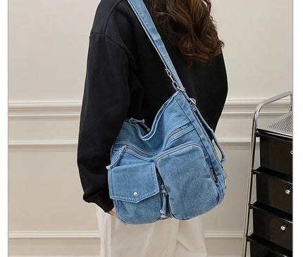 New Fashion Casual Women's Shoulder Bag High Quality Crossbody Bag Denim Fabric Tote Bag Large Capacity Women's Handbags