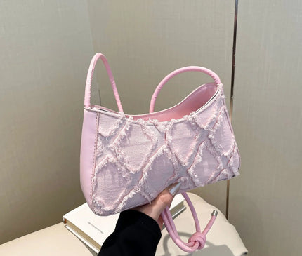 Personality Contrast Underarm Bag New Fashion Ladies Bag Denim Rhombus Mao Mao Shoulder Bag Crossbody Bags for Women