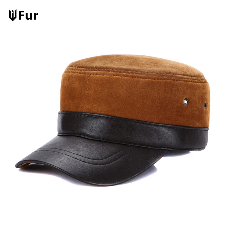2025 Unisex Real Sheepskin Leather Caps Casual Real Natural Sheep Skin Leather Baseball Hats New Fashion Fall Winter Leather Hat