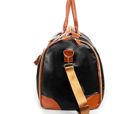 Vintage Leather Duffel Bag Travel Luggage Bag with Shoe Compartment Portable Duffle Bag Waterproof Travel Tote for Men/Women